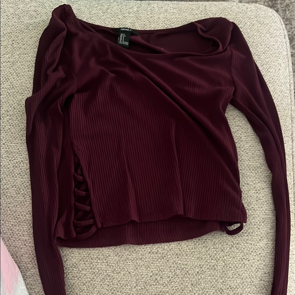 Elegant Burgundy Long Sleeve Top